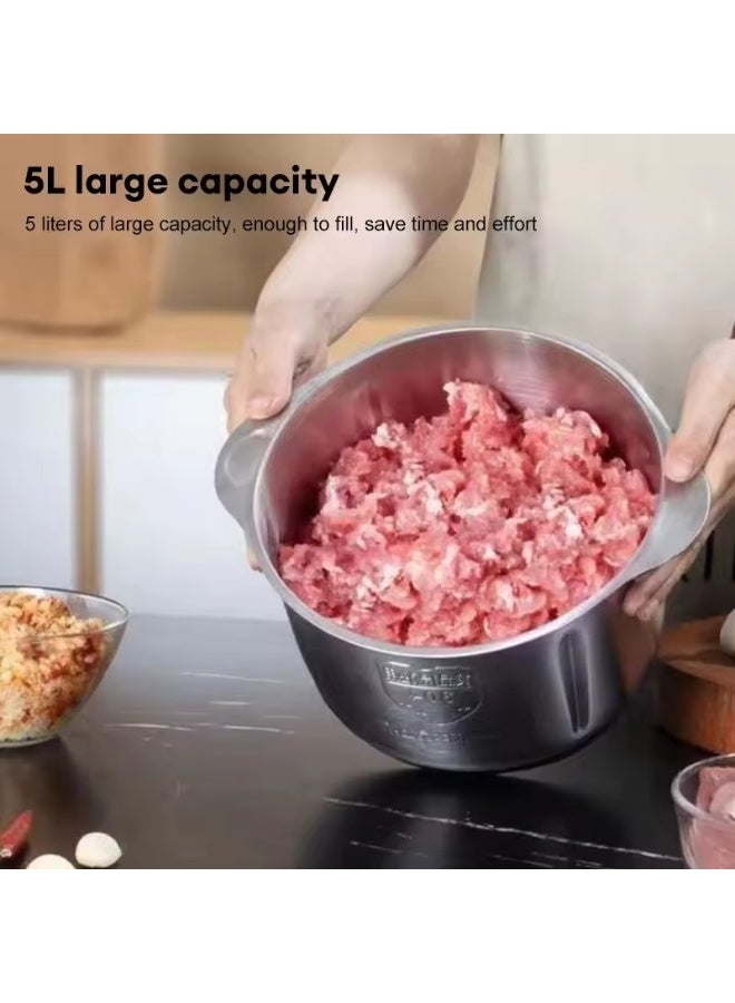 RAF 5 liter stainless steel electric meat grinder and vegetable slicer，Electric Stainless Steel Meat Grinder 2 Speeds Food Processor Kitchen Slicer Egg Beater - Vegetable & Garlic Mincer - Image 4