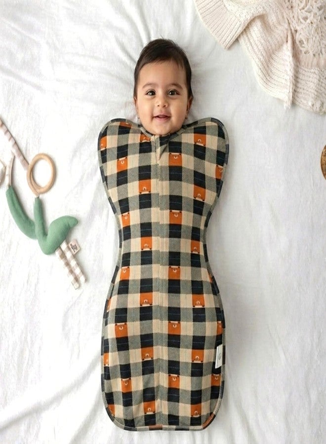 Cocoon Care 0.5 TOG Knitted Bamboo Cotton Arms Up Swaddle Sleeping Pod for Baby | Sleep Sack | Sleeping Bag for New Born Baby | 0-1 M | Blackchecks - Image 3