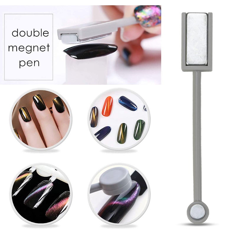 Ideal Swan 8 Pieces Nail Magnet Tool Set, Double-head Flower Design Nail Magnet Pens Magnet Stick 3D Magnetic Cat Eye Gel Polish Nail Art, for DIY 3d Magnetic, Salon, Studio or Home - Image 4