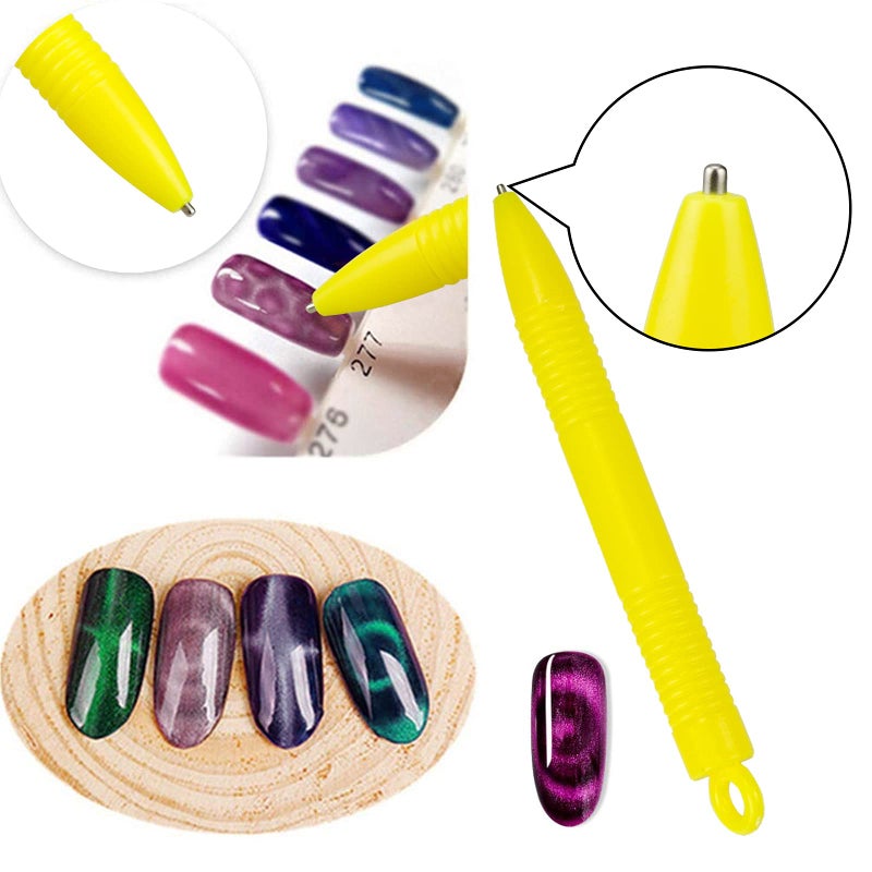 Ideal Swan 8 Pieces Nail Magnet Tool Set, Double-head Flower Design Nail Magnet Pens Magnet Stick 3D Magnetic Cat Eye Gel Polish Nail Art, for DIY 3d Magnetic, Salon, Studio or Home - Image 5