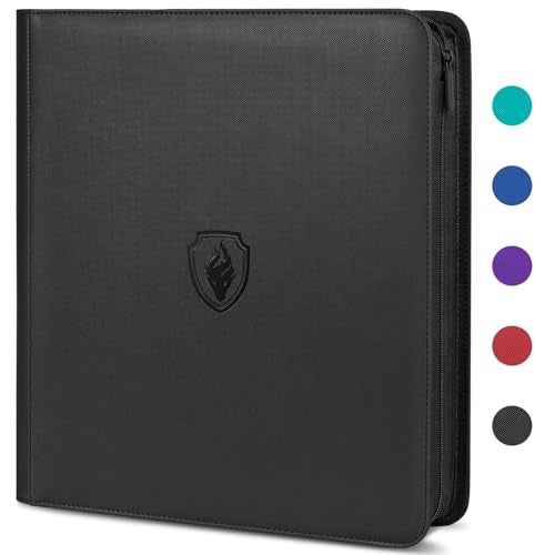 Fabmaker Premium Zip Card Binder 12 Pocket Fabmaker 912 Pockets Trading Card Binder PU Zipper Card Collection Album Sturdy SideLoading Card Book Holder for Game Sports Cards Black - Image 1
