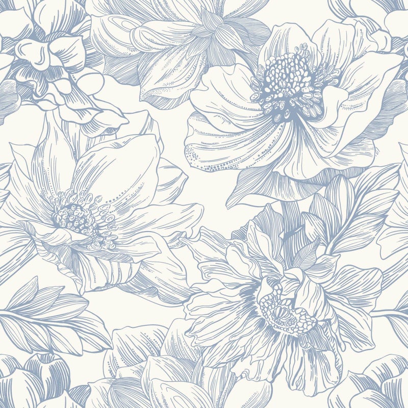 Ismoon Vintage Floral Wallpaper Peel and Stick Beige and Blue Contact Paper 17.3inx6.5ft Removable Self Adhesive Wall Paper for Bathroom Bedroom Cabinet Mural Wall Decor Vinyl Renter Friendly - Image 1
