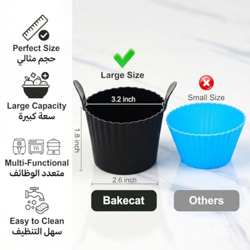 Air fryer ramekins, silicone egg moulds, black, heat-resistant and non-stick, for baking and poaching - Image 2