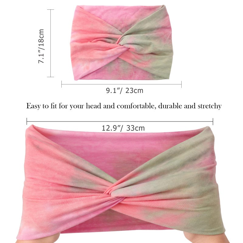 DRESHOW 4 Pack Turban Headbands for Women Wide Vintage Head Wraps Knotted Cute Hair Band Accessories - Image 5