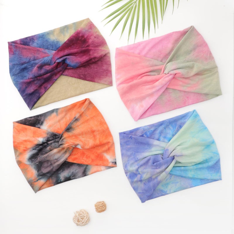 DRESHOW 4 Pack Turban Headbands for Women Wide Vintage Head Wraps Knotted Cute Hair Band Accessories - Image 2