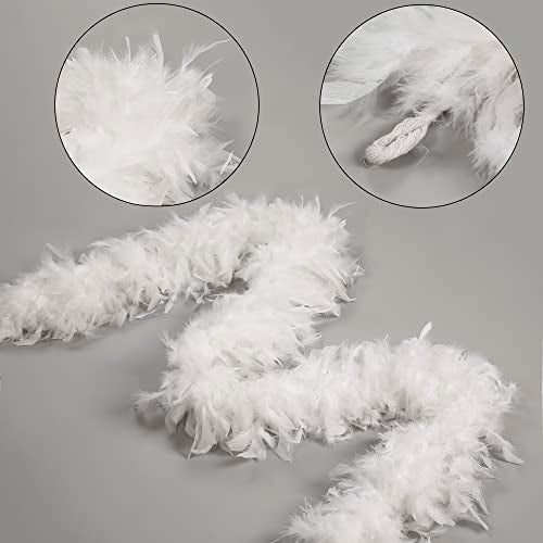 Larryhot 45g White Feather Boa - 2 Yards Turkey Boa Feathers for Party Bulk,Christmas,Wedding Centerpieces,Costume,Concert,Pet and Home Decoration(45g-White) - Image 3