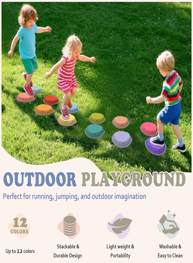 CAMELUS Stepping Stones for Kids, 12 PCS Balance Stepping Stones for Toddlers, Non-Slip Obstacle Course Sensory Toys Indoor Outdoor, Balance River Toys for Birthday, Children's Day and Christmas Gift - Image 4