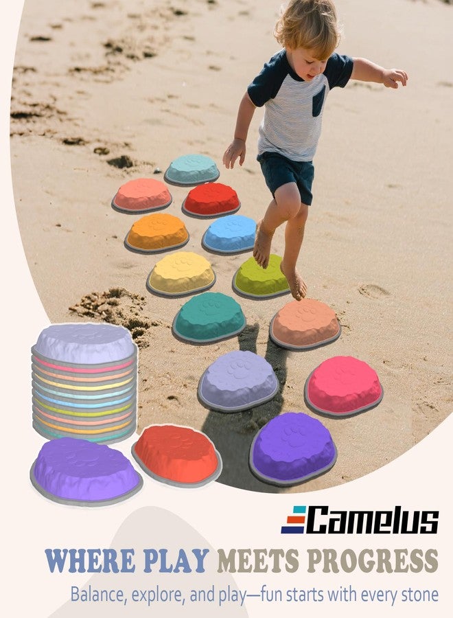 CAMELUS Stepping Stones for Kids, 12 PCS Balance Stepping Stones for Toddlers, Non-Slip Obstacle Course Sensory Toys Indoor Outdoor, Balance River Toys for Birthday, Children's Day and Christmas Gift - Image 2