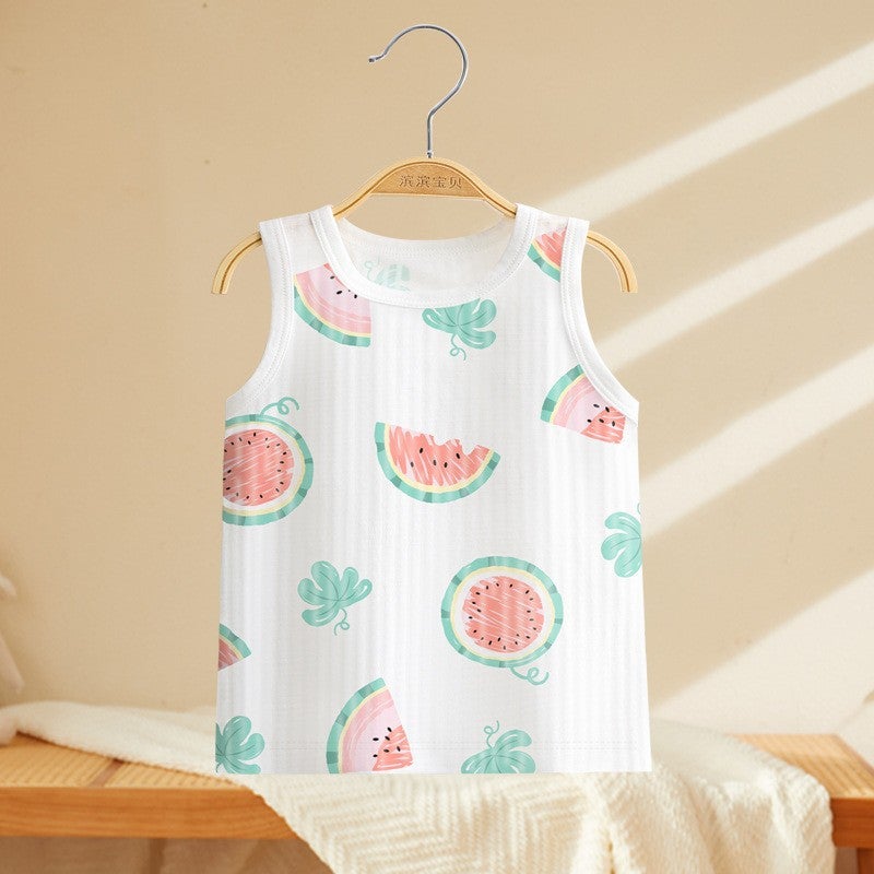 Newborn Baby''s Vest Boys'' Inner Wear Base Girls'' Sling Children''s Vest Pure Cotton Summer Thin Summer Dress - Image 1