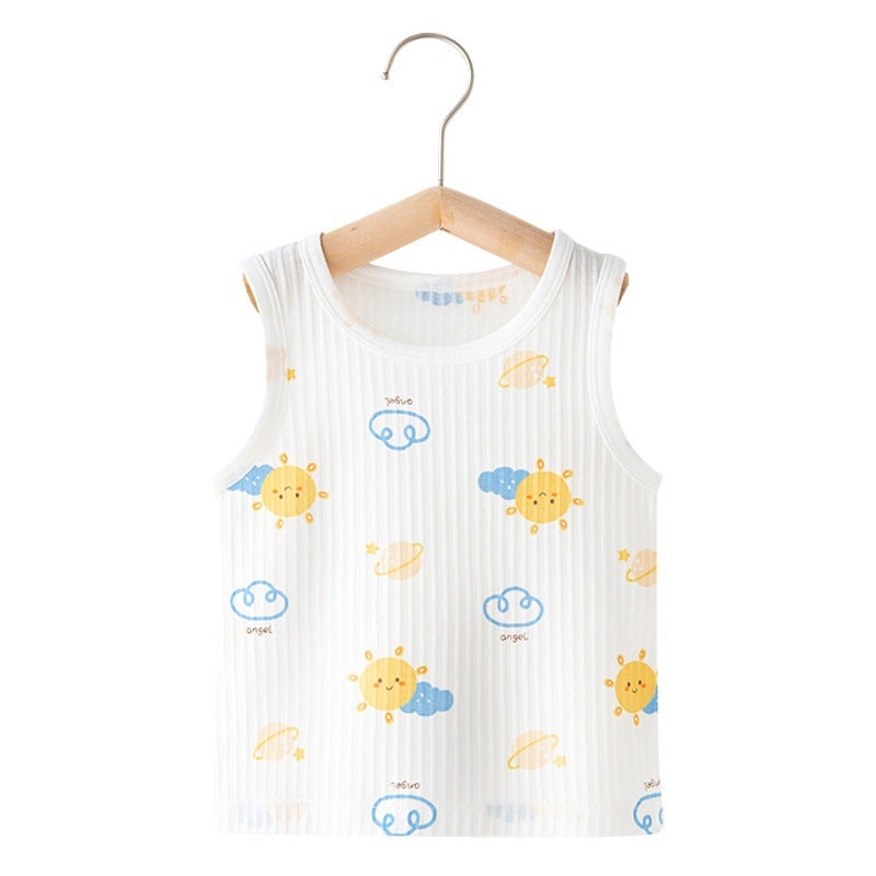 Newborn Baby''s Vest Boys'' Inner Wear Base Girls'' Sling Children''s Vest Pure Cotton Summer Thin Summer Dress - Image 2