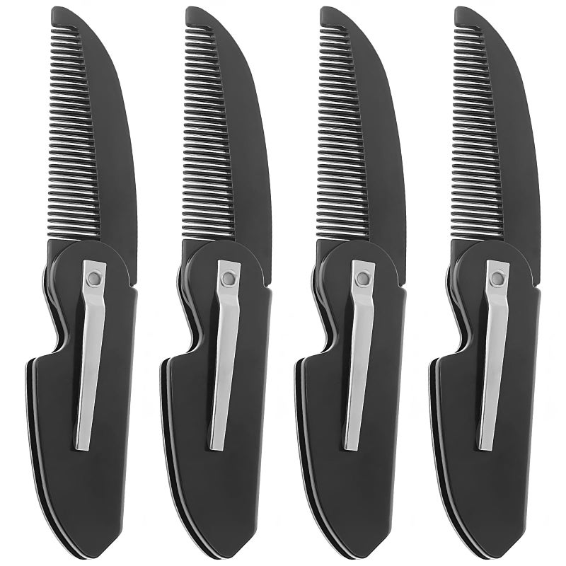 Kootinn 4-Pack Handmade Sawcut Mustache Comb, Best Pocket Folding Comb for Moustaches and Short Beards - Image 1