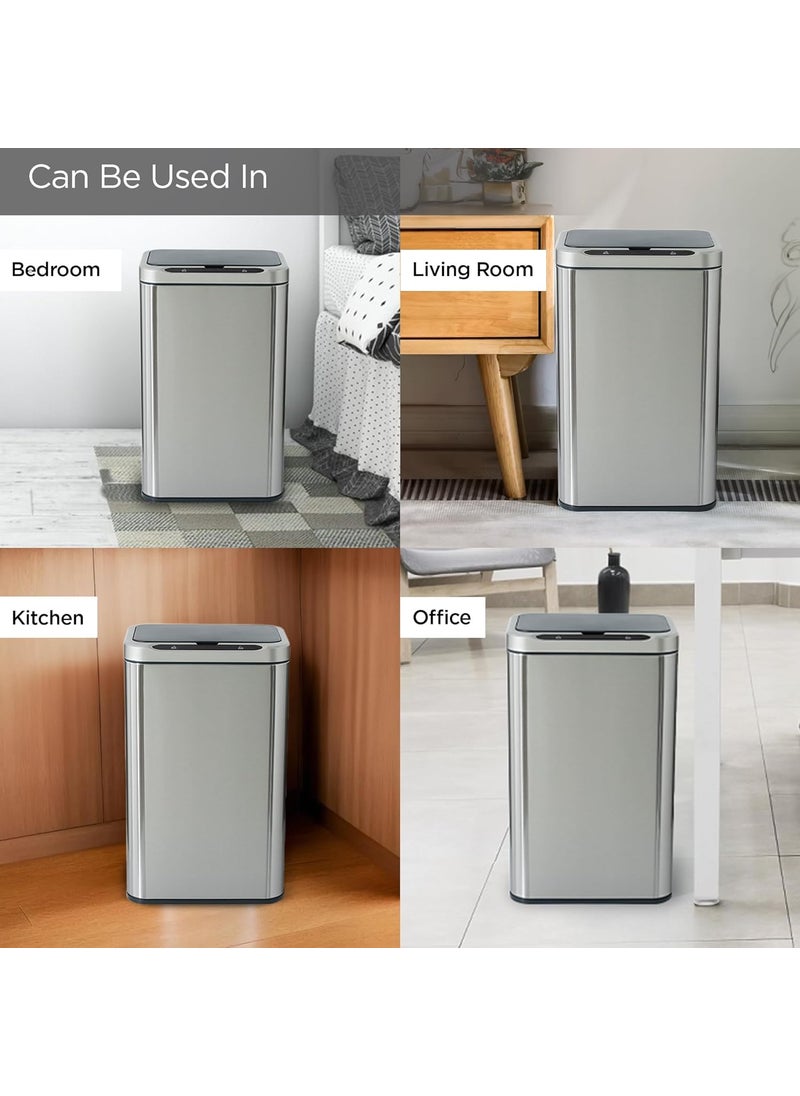 Kuber Industries Kuber Industries 25L Stainless Steel Automatic Touchless Motion Sensor Dustbin Quick Open Soft Close Lid Garbage Bin for Kitchen Bathroom Indoor Outdoor Trash Can  - Image 5