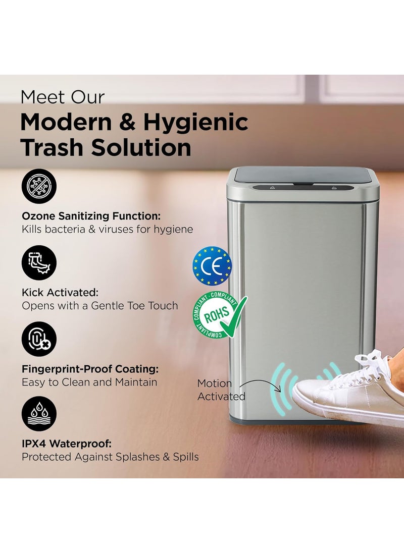 Kuber Industries Kuber Industries 25L Stainless Steel Automatic Touchless Motion Sensor Dustbin Quick Open Soft Close Lid Garbage Bin for Kitchen Bathroom Indoor Outdoor Trash Can  - Image 3