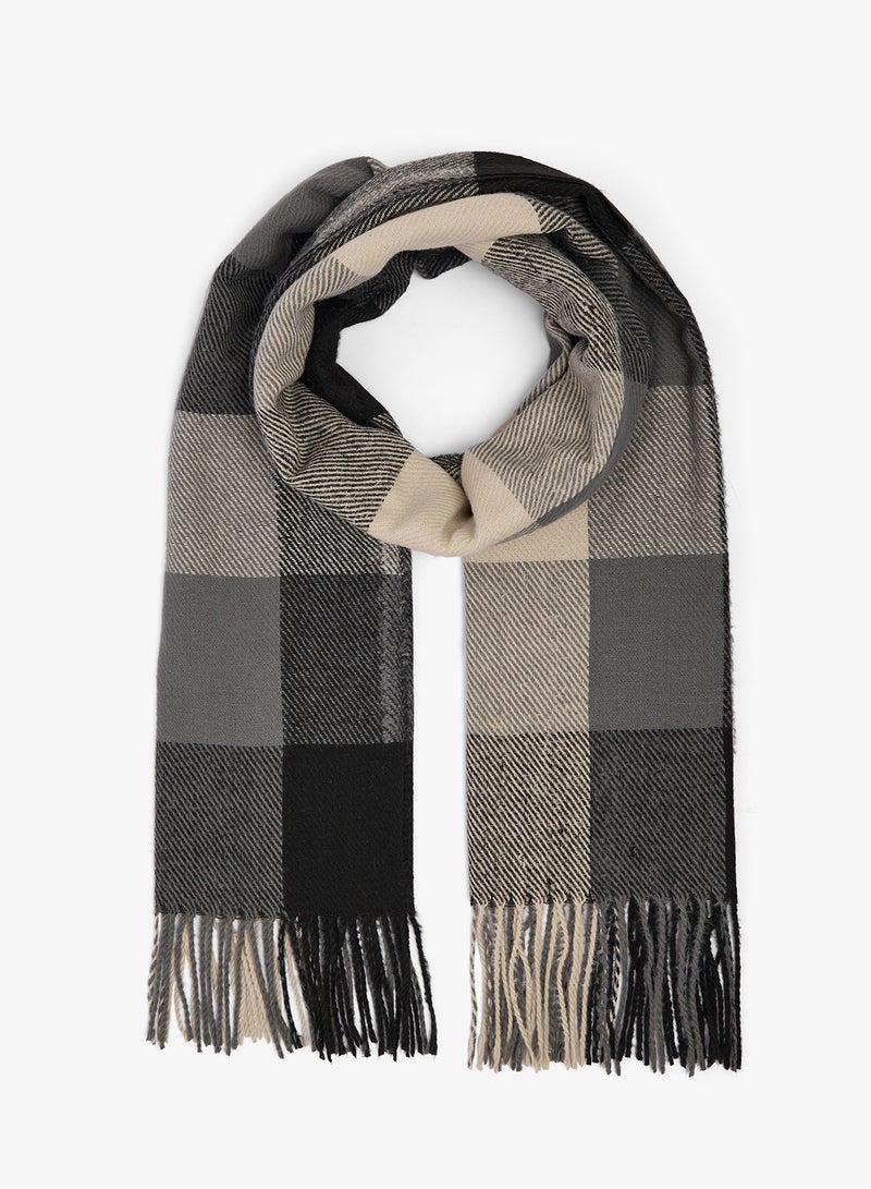 ELLA Classic Checkered Tassel Scarf - Image 1