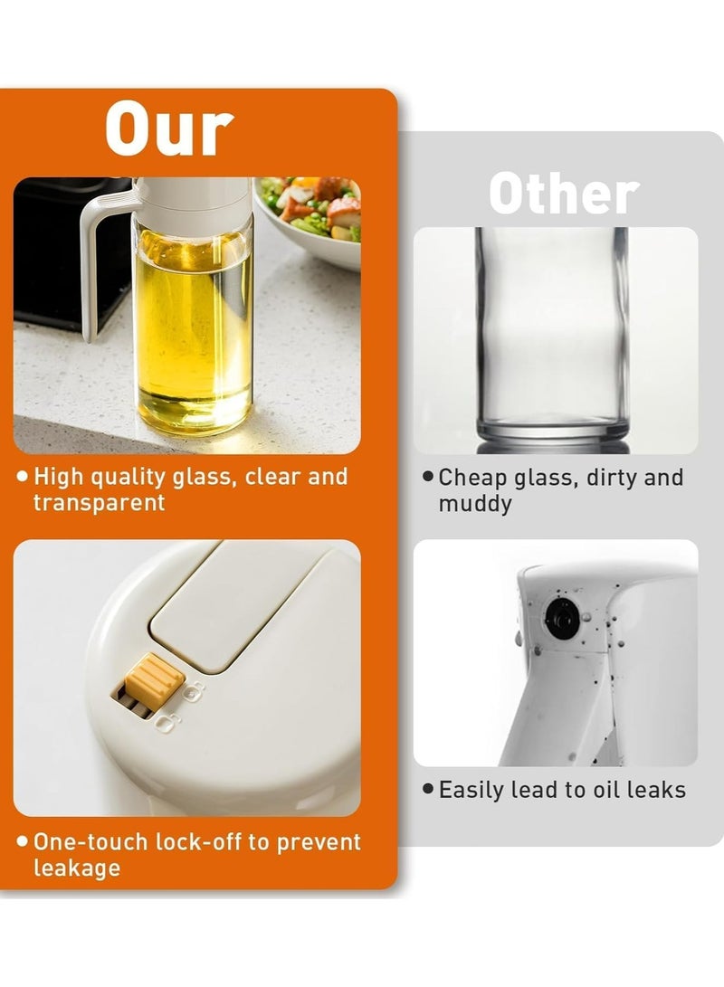 Loquat 2-in-1 Glass Oil Sprayer  Dispenser - 550ml Leak-Proof oil Bottle for Air Fryer, Cooking, Baking，Kitchen Essential - Image 3