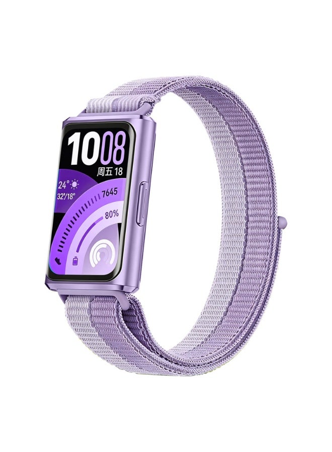 Premium Nylon Loop Strap for Huawei Band 11/11 Pro - Breathable Adjustable Soft Woven Replacement Band with Secure Buckle Purple