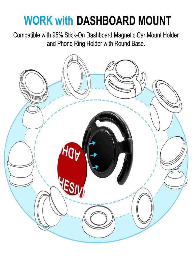 AZXYI Very High Bond Sticky Adhesive, AZXYI 12 PCS Double Side Stickers Adhesive Replacement Compatible with Socket Mount Base, Round Adhesive Tape for Car Magnetic Phone Holder Base & Phone Ring Holer Base - Image 3