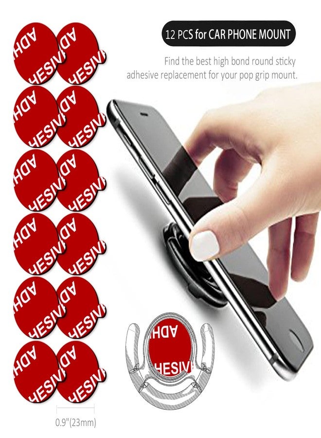AZXYI Very High Bond Sticky Adhesive, AZXYI 12 PCS Double Side Stickers Adhesive Replacement Compatible with Socket Mount Base, Round Adhesive Tape for Car Magnetic Phone Holder Base & Phone Ring Holer Base - Image 2