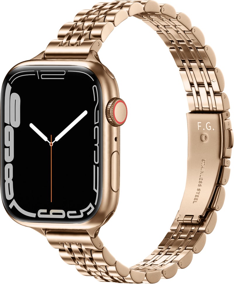 Fullmosa Slim Metal Band [No Watch] Compatible with Apple Watch Strap 41mm 40mm 38mm 46mm 45mm 44mm 42mm 49mm,Thin Strap for iWatch Ultra3/2/1 SE3/2/1 Series 11/10/9/8/7/6/5/4/3 2/1,Rose Gold - Image 1