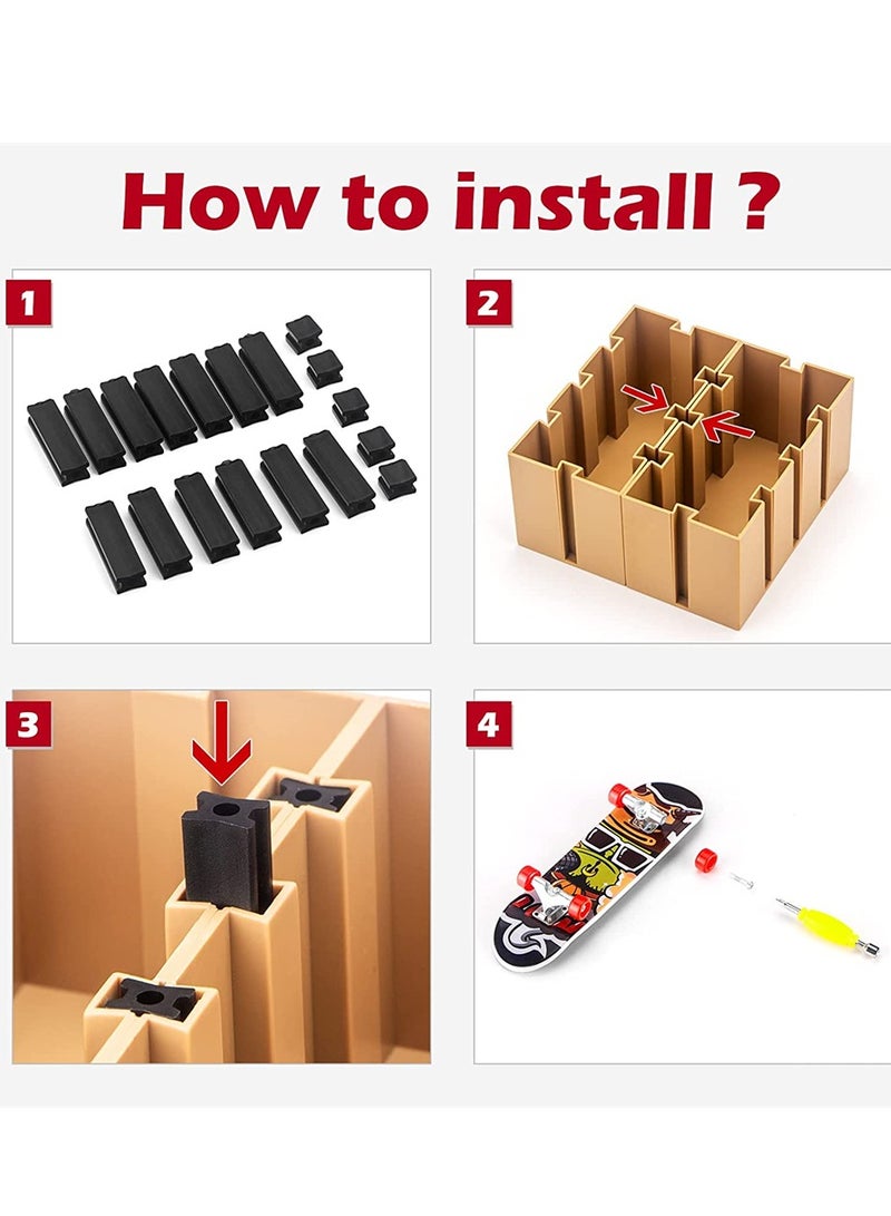 KASTWAVE Fingerboard Skatepark, Finger Skate Park Kit for Kids Gift, Mini Finger Skateboard Ramp Set Including 8 Pcs Fingerboard Skatepark and 3 Pcs Fingerboards, Kids Toy and Gift for Boys and Girls - Image 5