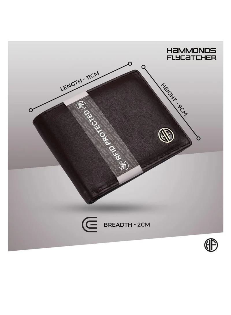 HAMMONDS FLYCATCHER Leather Wallets for Men | Redwood Brown Men's Wallet | FID Protected Leather Wallet for Men | Men’s Wallet with 4 Card Slots | Purse for Men/Money Bag - Gift for Him