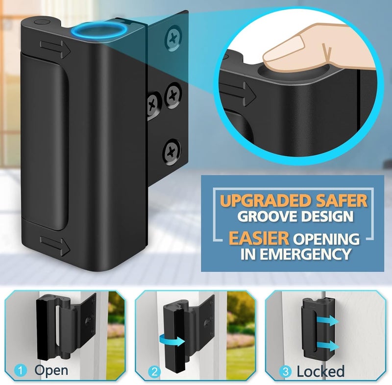 WINONLY Door Reinforcement Lock for Front Door, Child Proof Top of Door Safety Latch Extra Flip Door Lock Withstand 800 Lbs High Home Security Night Guardian for Inward Swinging Doors Kids Safety Stop Entry - Image 4