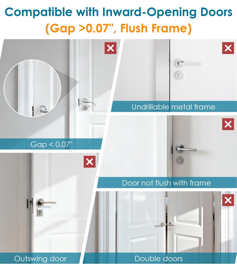 WINONLY Door Reinforcement Lock for Front Door, Child Proof Top of Door Safety Latch Extra Flip Door Lock Withstand 800 Lbs High Home Security Night Guardian for Inward Swinging Doors Kids Safety Stop Entry - Image 5