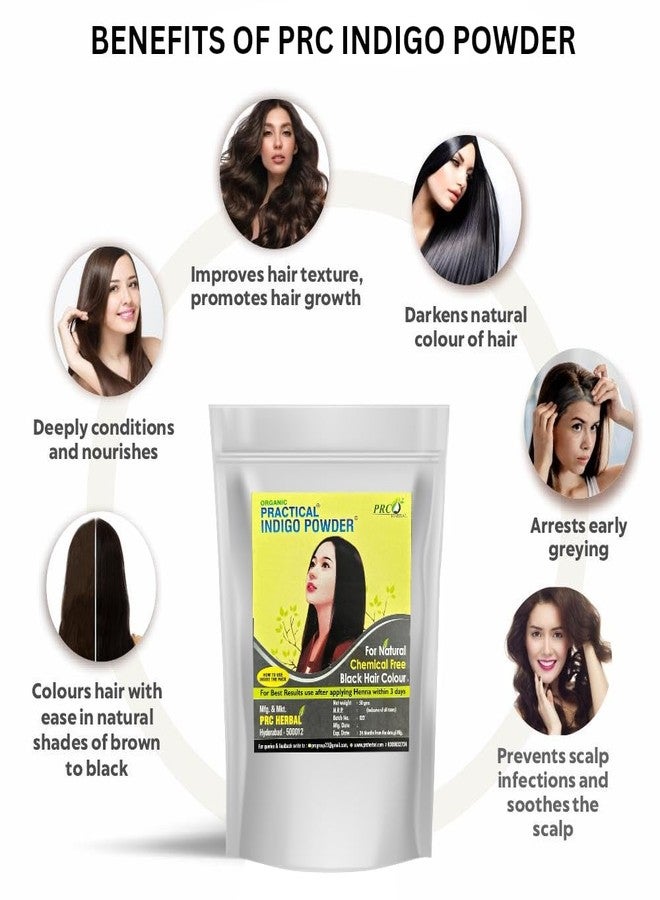 PRC HERBAL Indigo Powder for Hair | 100% Pure & Natural [Pack of 3, 300gm] | Chemical-Free Hair Color | Nourishes Scalp, Covers Grey Hair & Gives Natural Black/Brown Shade | For Men & Women - Image 4