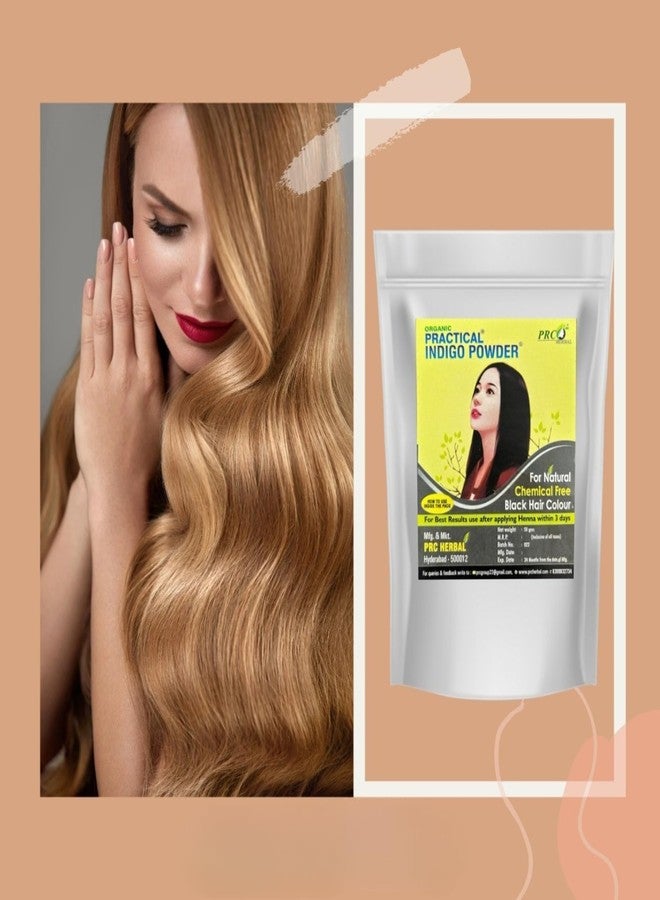 PRC HERBAL Indigo Powder for Hair | 100% Pure & Natural [Pack of 3, 300gm] | Chemical-Free Hair Color | Nourishes Scalp, Covers Grey Hair & Gives Natural Black/Brown Shade | For Men & Women - Image 2