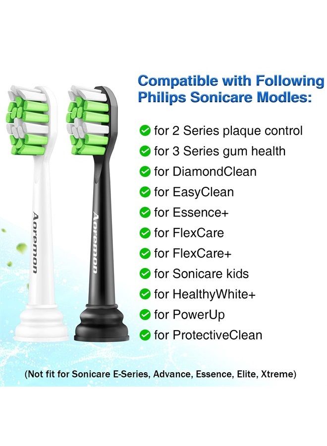 Aoremon Toothbrush Heads Compatible with Philips Sonicare Diamondclean, Plaque Control, Gum Health, FlexCare, HealthyWhite, Essence+, EasyClean Click-on Electric Toothbrush Handles, 6 Black + 6 White - Image 2