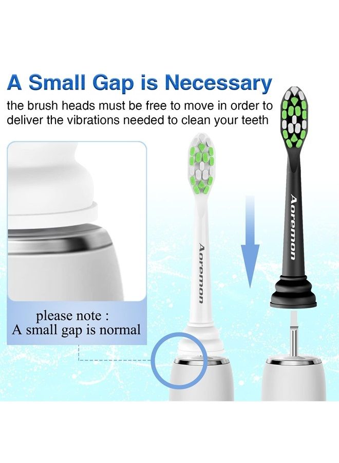 Aoremon Toothbrush Heads Compatible with Philips Sonicare Diamondclean, Plaque Control, Gum Health, FlexCare, HealthyWhite, Essence+, EasyClean Click-on Electric Toothbrush Handles, 6 Black + 6 White - Image 3
