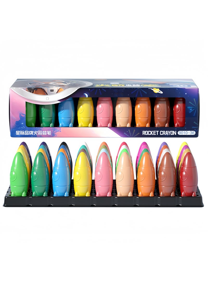 xingmai 24 Color Rocket Crayons Set,Eco-Friendly Washable Crayons,Easy to Hold,Smooth Writing Pencils Vibrant Color Drawing Crayons,Multi-Color Art Supplies for Kids School - Image 1