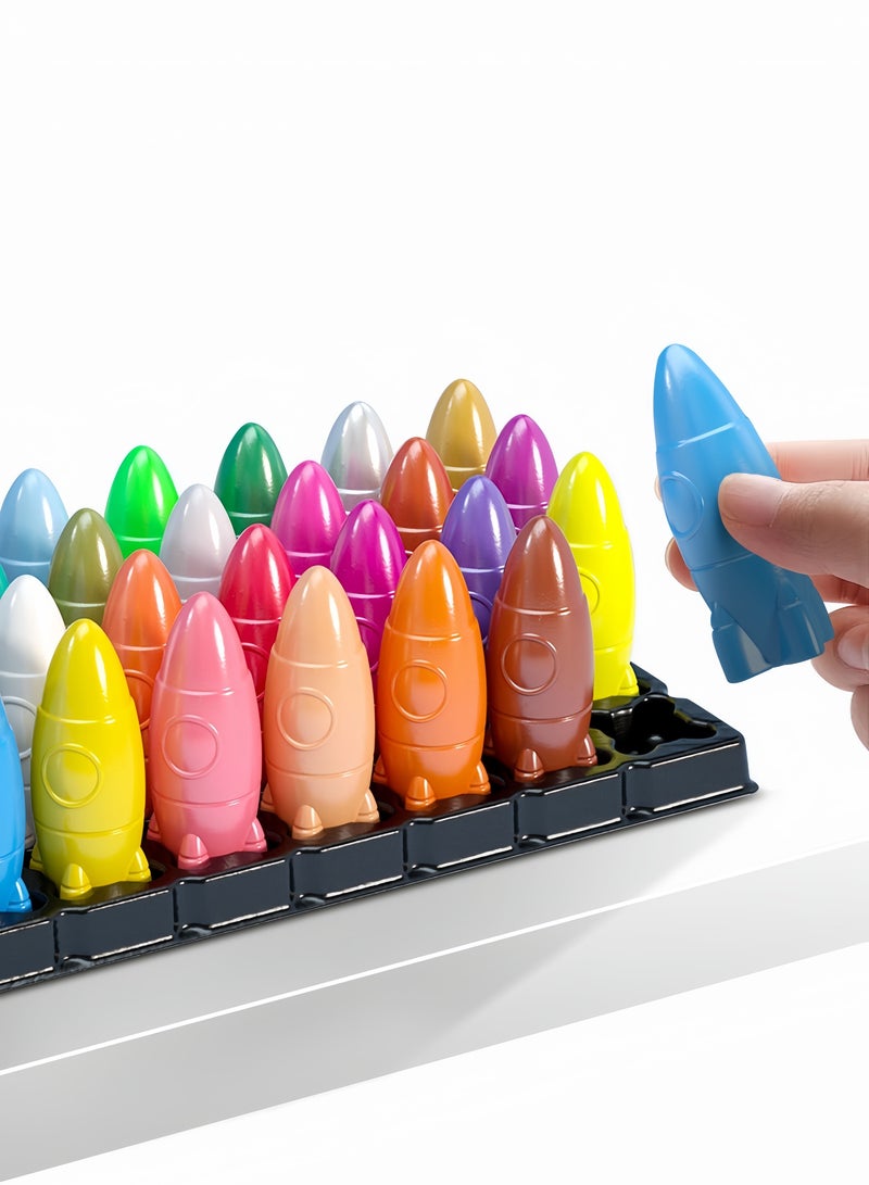 xingmai 24 Color Rocket Crayons Set,Eco-Friendly Washable Crayons,Easy to Hold,Smooth Writing Pencils Vibrant Color Drawing Crayons,Multi-Color Art Supplies for Kids School - Image 2
