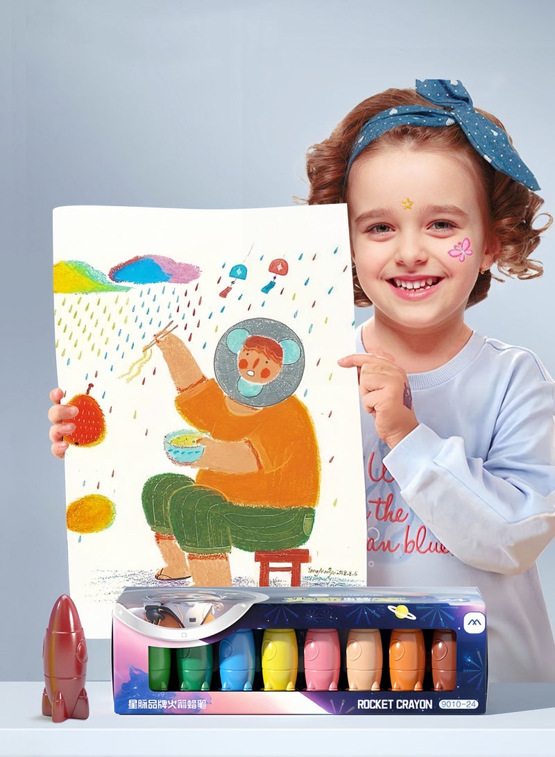 xingmai 24 Color Rocket Crayons Set,Eco-Friendly Washable Crayons,Easy to Hold,Smooth Writing Pencils Vibrant Color Drawing Crayons,Multi-Color Art Supplies for Kids School - Image 4