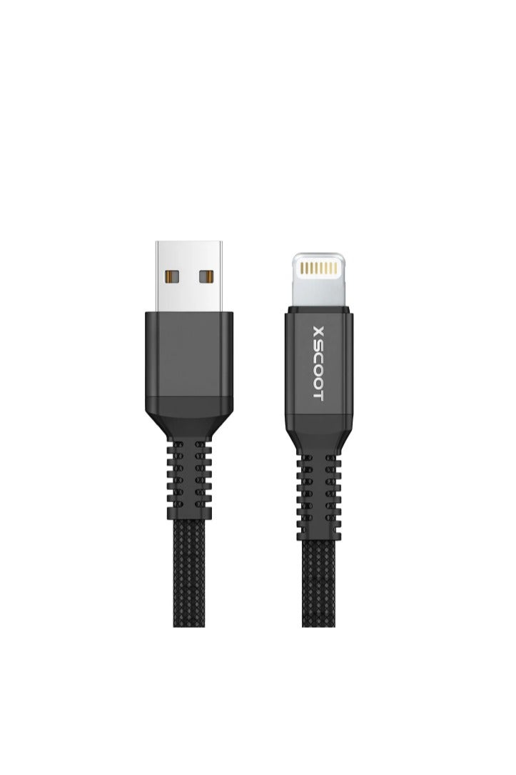 X-SCOOT X-SCOTT CL-144 USB Mobile Charger Cable with Lightning Port – 60W Fast Charging – 1m – Gray - Image 1