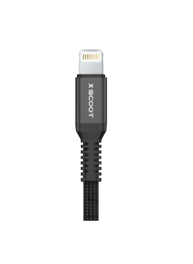 X-SCOOT X-SCOTT CL-144 USB Mobile Charger Cable with Lightning Port – 60W Fast Charging – 1m – Gray - Image 2