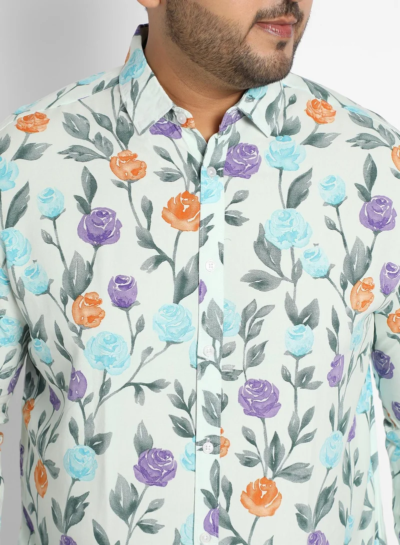 Instafab Plus Rose Garden Print Shirt