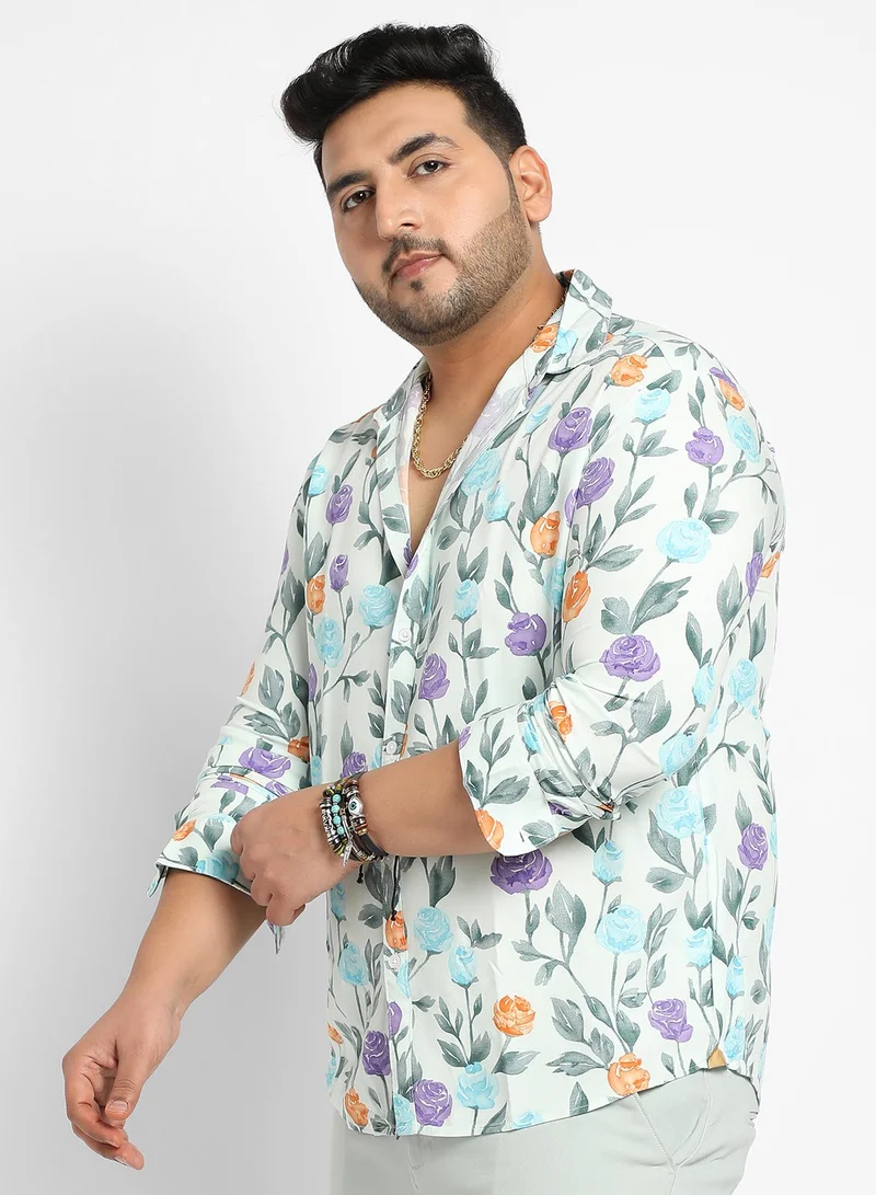 Instafab Plus Rose Garden Print Shirt