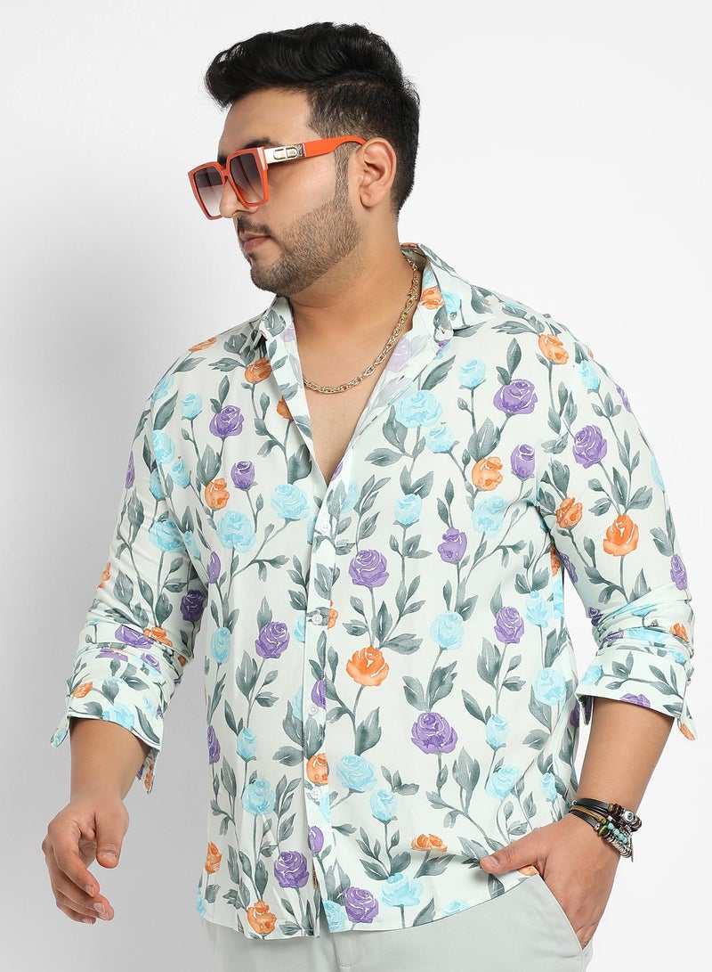Instafab Plus Rose Garden Print Shirt - Image 1