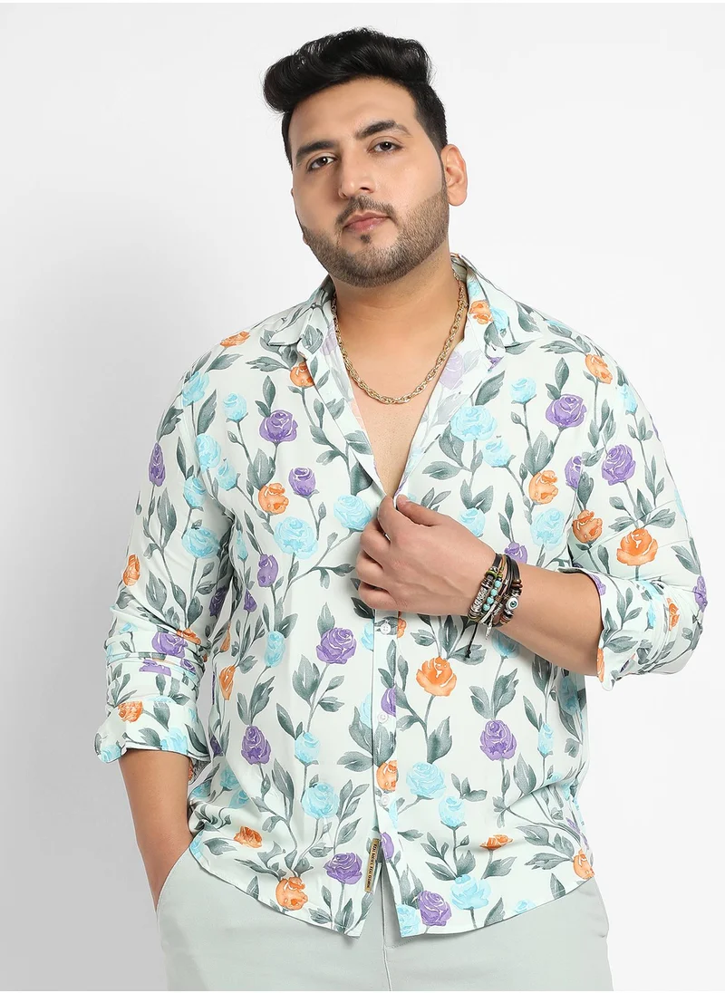 Instafab Plus Rose Garden Print Shirt