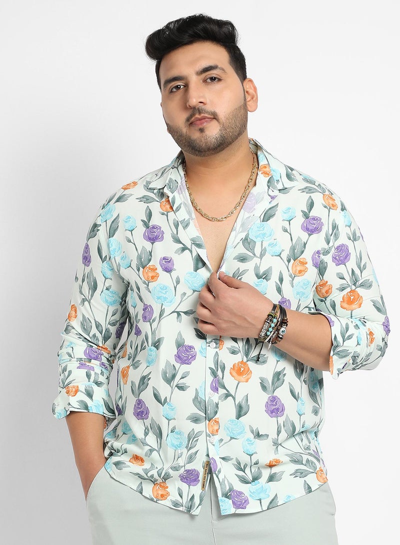 Instafab Plus Rose Garden Print Shirt - Image 2