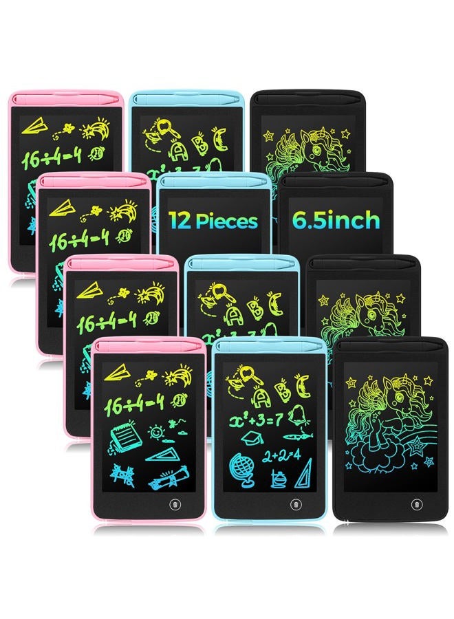 Zhehao 12 Pcs LCD Writing Tablet Drawing Board Doodle Board Educational Toys Erasable Electronic Painting Learning Pads Gift for Girls Boys(Vivid Color, 6.5 Inch Screen) - Image 1