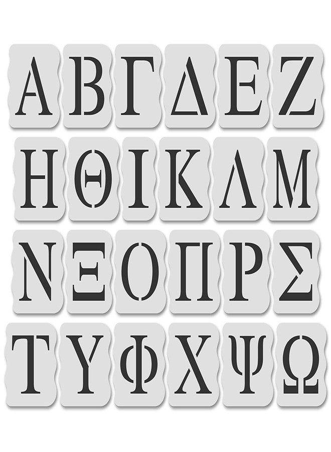 Dequera Greek Letter Stencil Kit for Painting & Tracing, All Letters - 14 Mil Mylar Plastic [4 Inch Tall Letters] - Image 1