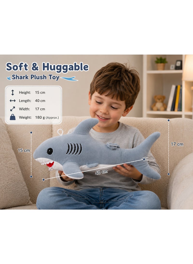 Shark Plush Toy 40Cm Soft Stuffed Sea Animal Doll With Hanging Loop For Kids - Image 3