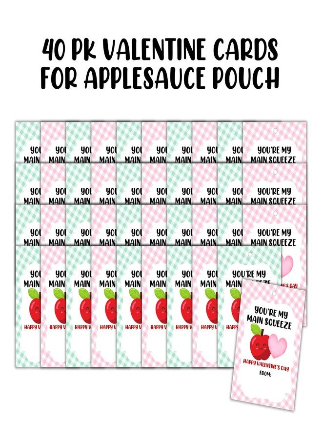 Lashicorn You’re My Main Squeeze Valentine's Day Hang Tags with Hole for Applesauce Pouches | 40 pk Tags 2.5x3.5” Pink & Green Bulk Classroom to Attach to Applesauce for Vday Class Treat Gifts from Teacher - Image 2