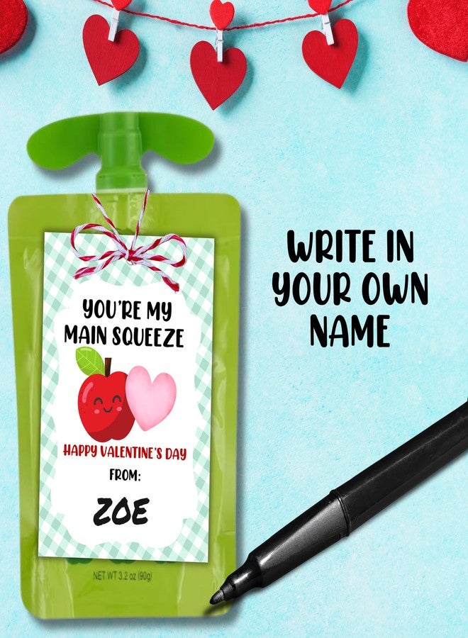 Lashicorn You’re My Main Squeeze Valentine's Day Hang Tags with Hole for Applesauce Pouches | 40 pk Tags 2.5x3.5” Pink & Green Bulk Classroom to Attach to Applesauce for Vday Class Treat Gifts from Teacher - Image 3