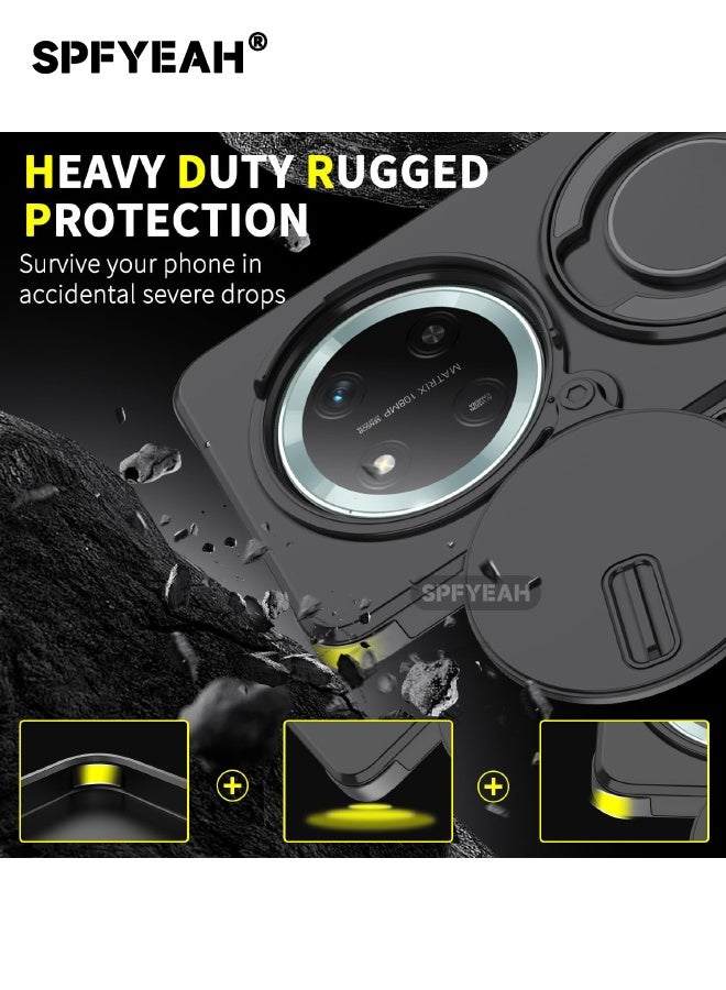 SPFYEAH [2-in-1] Honor X9d 5G Case with Privacy Screen Protector, Slide Camera Cover, Built-in 360° Rotate Round Ring Kickstand, Heavy Duty Shockproof Back Cover for Honor X9D 5G 6.79 inch (Black, 1+1 Pack) - Image 2