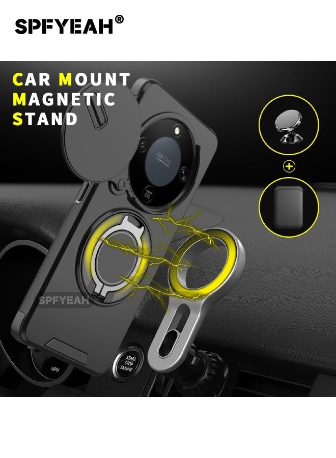 SPFYEAH [2-in-1] Honor X9d 5G Case with Privacy Screen Protector, Slide Camera Cover, Built-in 360° Rotate Round Ring Kickstand, Heavy Duty Shockproof Back Cover for Honor X9D 5G 6.79 inch (Black, 1+1 Pack) - Image 5