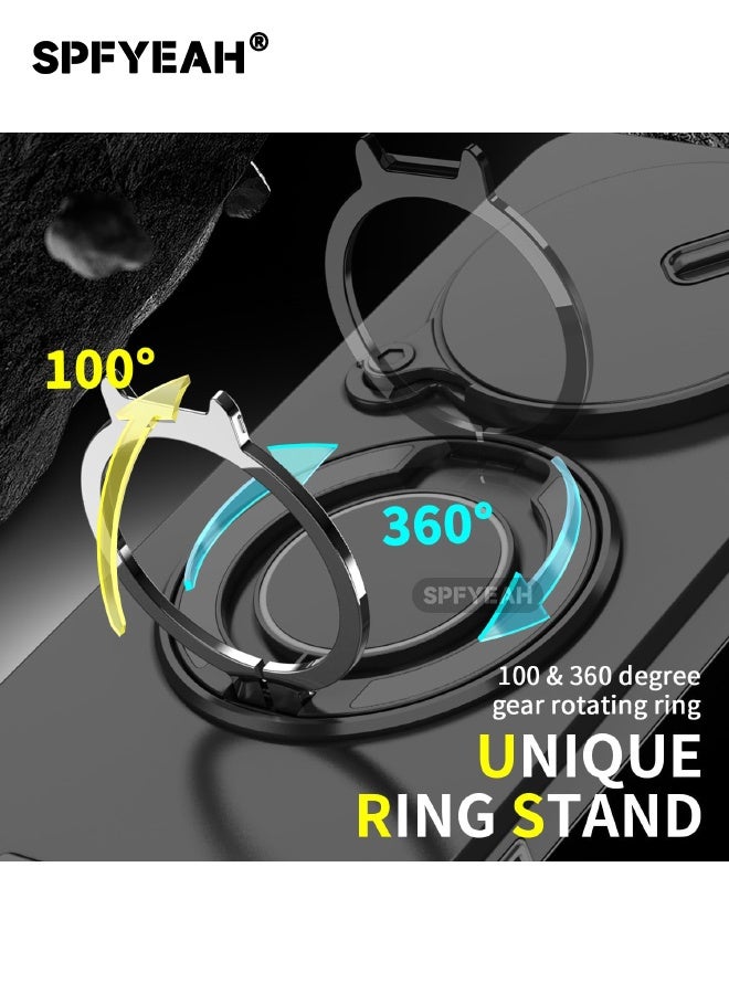 SPFYEAH [2-in-1] Honor X9d 5G Case with Privacy Screen Protector, Slide Camera Cover, Built-in 360° Rotate Round Ring Kickstand, Heavy Duty Shockproof Back Cover for Honor X9D 5G 6.79 inch (Black, 1+1 Pack) - Image 3