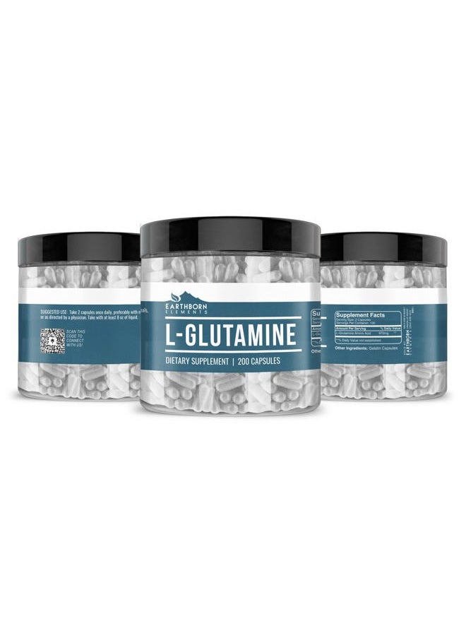 earthborn elements L-Glutamine 200 Capsules, Pure & Undiluted, No Additives - Image 2